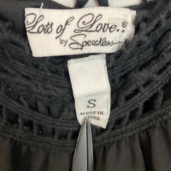 Lots of love by Speechless black chiffon lined crochet trim cold shoulder Small - Picture 5 of 8